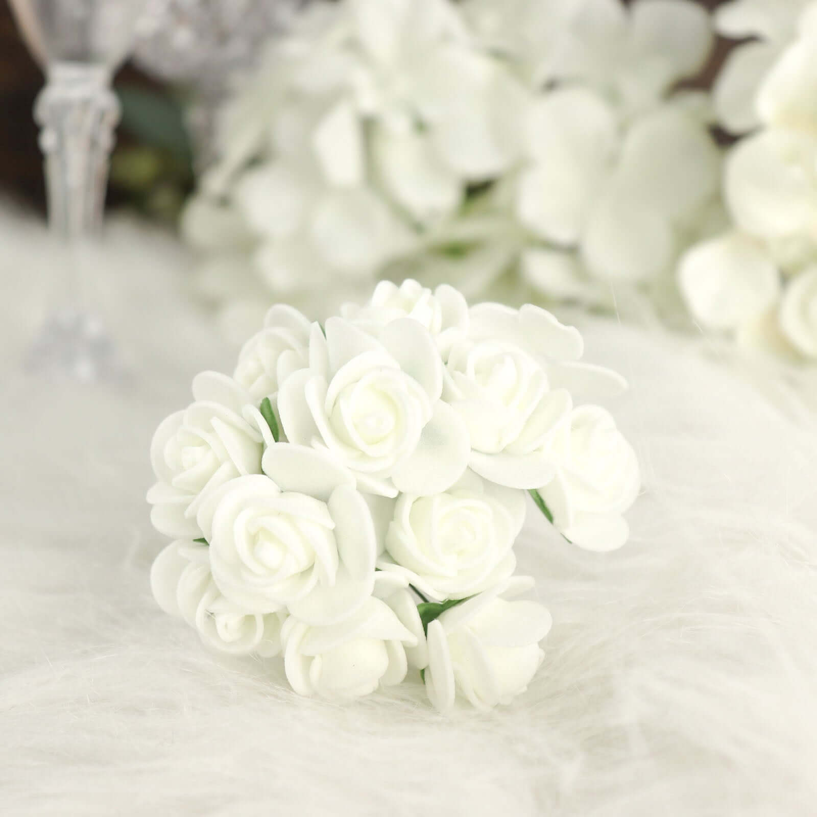 48 Ivory Real Touch DIY Foam Rose Flowers | eFavormart.com