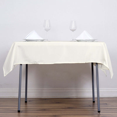 Polyester Square Tablecloth 54"x54" Ivory - Wrinkle-Resistant Table Cover