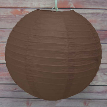 Chocolate Brown Hanging Paper Lanterns - Elegant and Versatile Event Decor