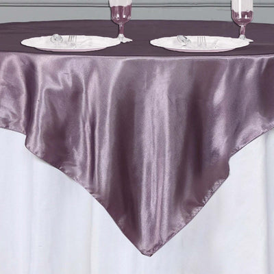 Satin Square Table Overlay 60"x60" Violet Amethyst - Luxurious Wedding Table Topper