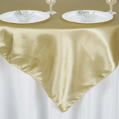 Satin Square Table Overlay 60"x60" Champagne - Luxurious Wedding Table Topper