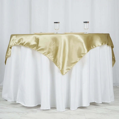 Satin Square Table Overlay 60"x60" Champagne - Luxurious Wedding Table Topper