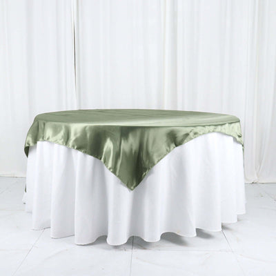Satin Square Table Overlay 60"x60" Dusty Sage Green - Luxurious Wedding Table Topper
