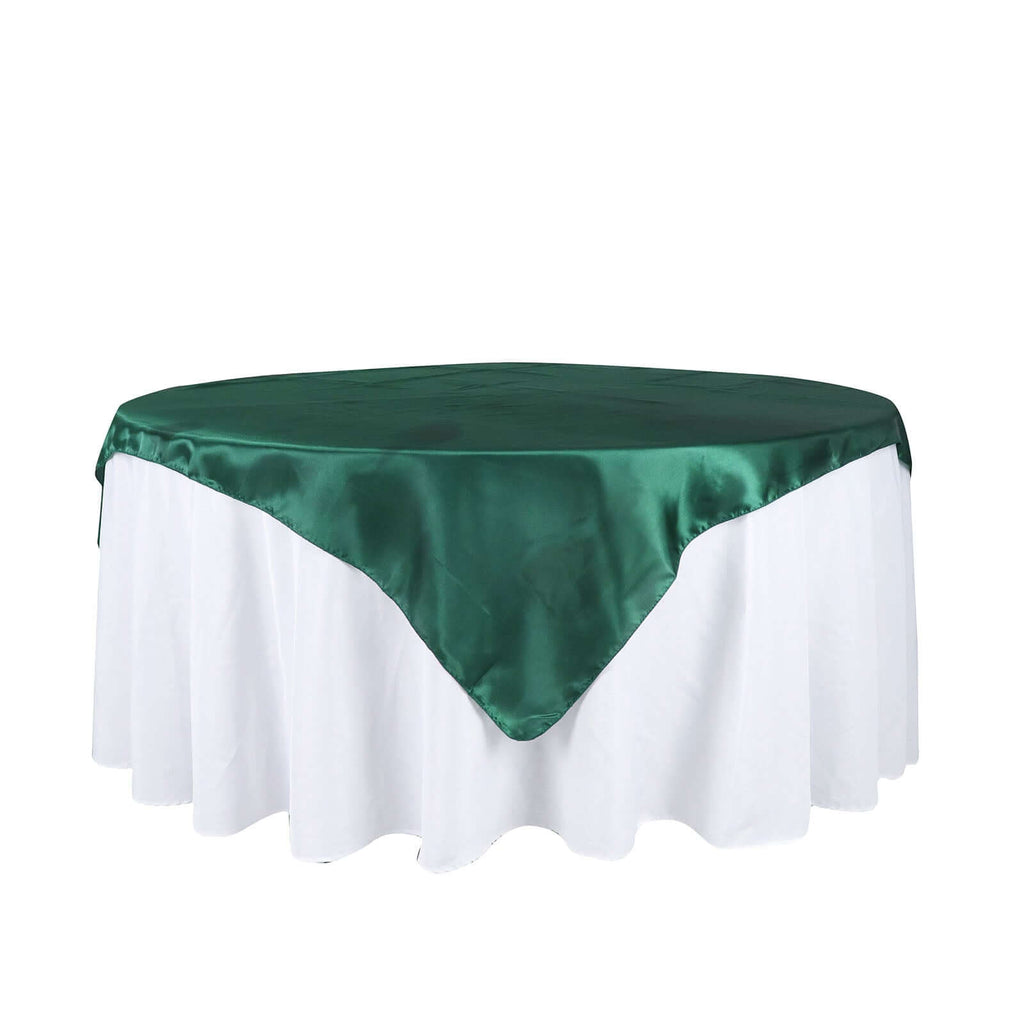 Hunter Emerald Green Square Satin Table Overlay