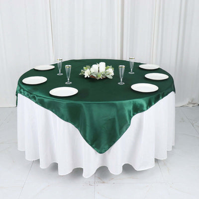 Satin Square Table Overlay 60"x60" Hunter Emerald Green - Luxurious Wedding Table Topper