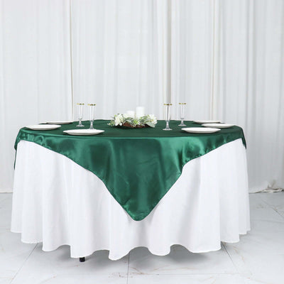 Satin Square Table Overlay 60"x60" Hunter Emerald Green - Luxurious Wedding Table Topper
