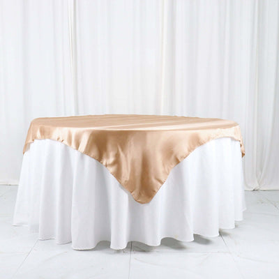 Satin Square Table Overlay 60"x60" Nude - Luxurious Wedding Table Topper