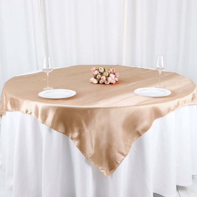 Satin Square Table Overlay 60"x60" Nude - Luxurious Wedding Table Topper