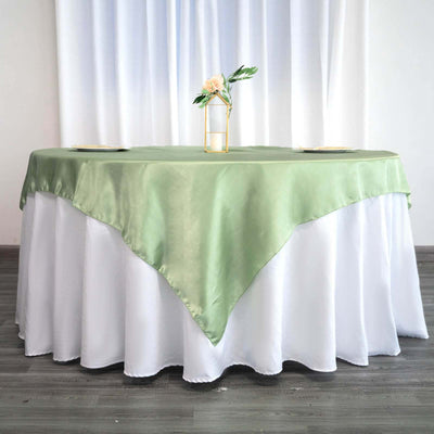 Satin Square Table Overlay 60"x60" Sage Green - Luxurious Wedding Table Topper