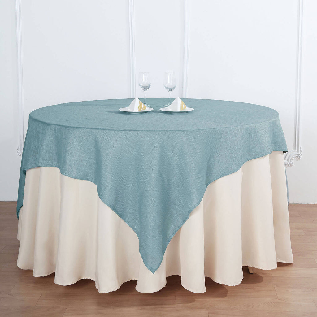 Dusty Blue 72x72 Square Linen Tablecloth | eFavormart.com