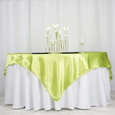 Satin Table Overlay 72"x72" Apple Green - Wrinkle Resistant & Smooth Table Topper
