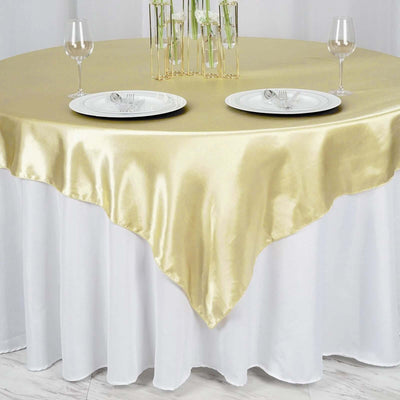 Satin Table Overlay 72"x72" Champagne - Wrinkle Resistant & Smooth Table Topper