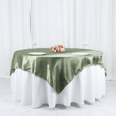 Satin Table Overlay 72"x72" Dusty Sage Green - Wrinkle Resistant & Smooth Table Topper