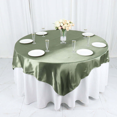 Satin Table Overlay 72"x72" Dusty Sage Green - Wrinkle Resistant & Smooth Table Topper