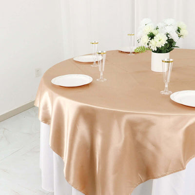 Satin Table Overlay 72"x72" Nude - Wrinkle Resistant & Smooth Table Topper