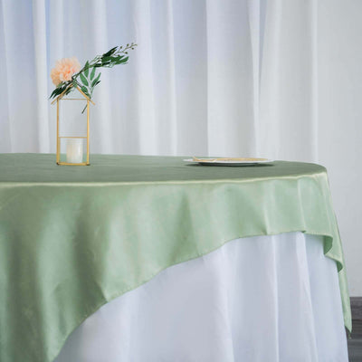 Satin Table Overlay 72"x72" Sage Green - Wrinkle Resistant & Smooth Table Topper