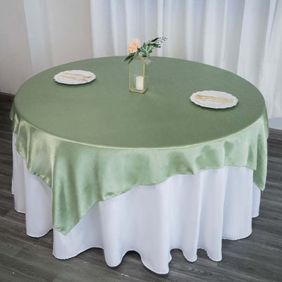 Satin Table Overlay 72"x72" Sage Green - Wrinkle Resistant & Smooth Table Topper