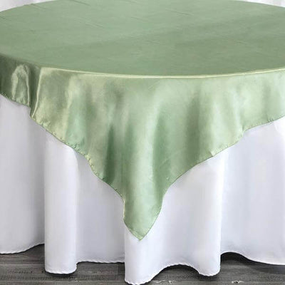 Satin Square Table Overlay 60"x60" Sage Green - Luxurious Wedding Table Topper