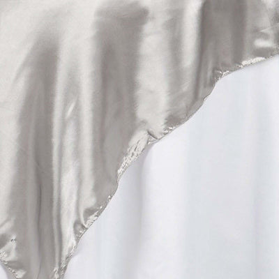Satin Table Overlay 72"x72" Silver - Wrinkle Resistant & Smooth Table Topper