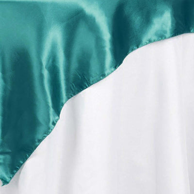 Satin Table Overlay 72"x72" Turquoise - Wrinkle Resistant & Smooth Table Topper