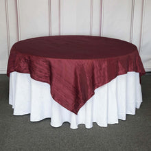 90 Inch Table Overlay In Burgundy Accordion Crinkle Taffeta