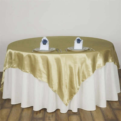 Satin Table Overlay 90"x90" Champagne - Smooth Finish Table Topper