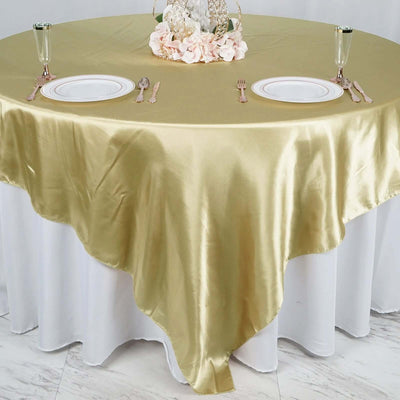 Satin Table Overlay 90"x90" Champagne - Smooth Finish Table Topper