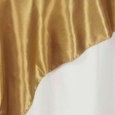 Satin Table Overlay 90"x90" Gold with Smooth Finish - Perfect for Wedding Receptions