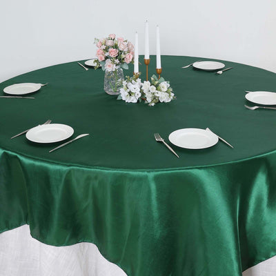 Satin Table Overlay 90"x90" Hunter Emerald Green - Smooth Finish Table Topper