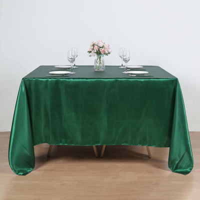 Satin Table Overlay 90"x90" Hunter Emerald Green - Smooth Finish Table Topper