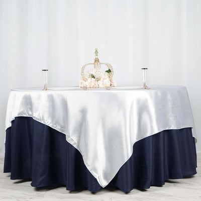 Satin Table Overlay 90"x90" White with Smooth Finish - Perfect for Wedding Receptions