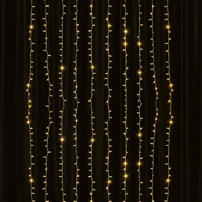 Warm White 192 LED Icicle Curtain Fairy String Lights with 8 Modes 5ftx8ft
