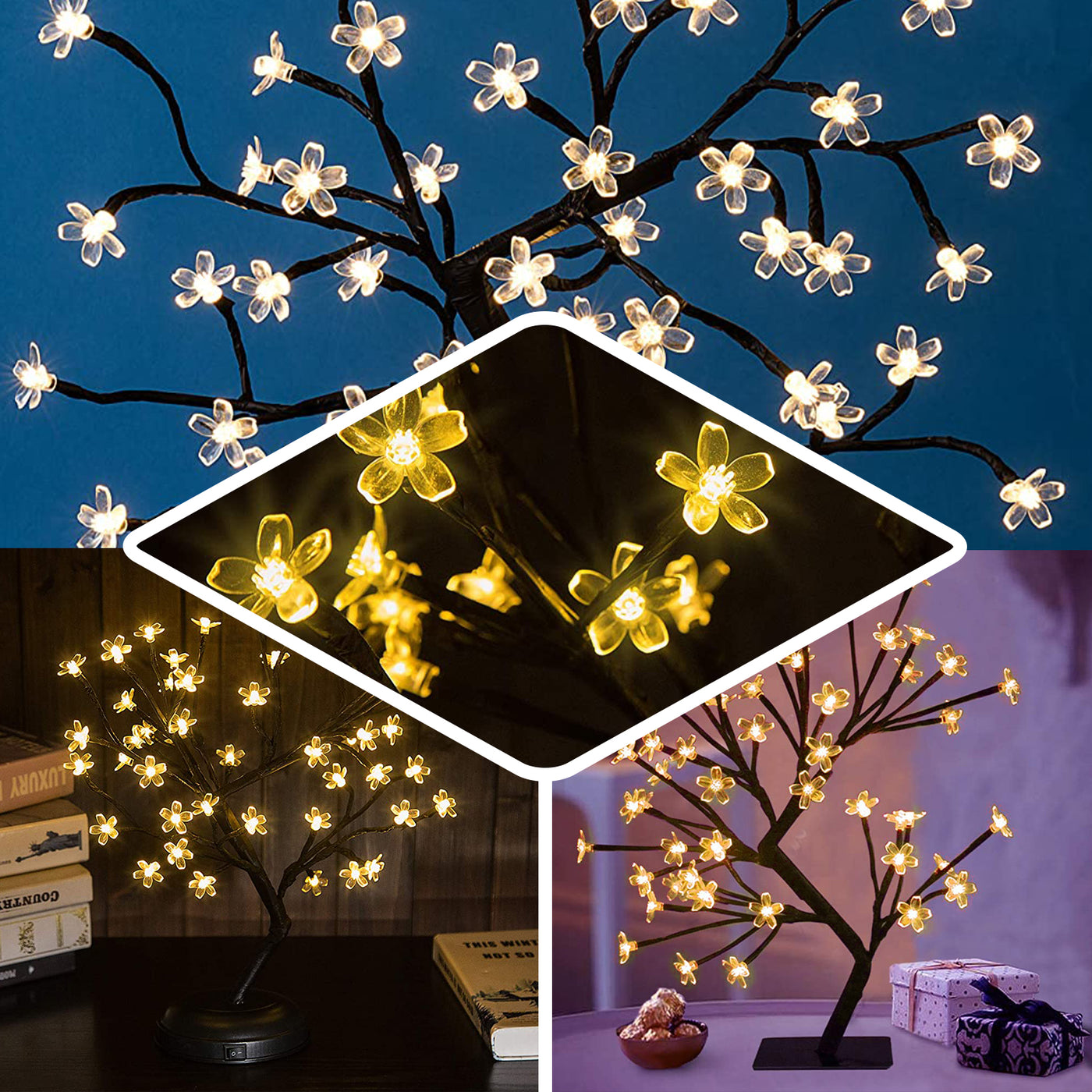 2 Warm White LED Tree Centerpieces | eFavormart
