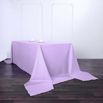 Lavender Lilac Seamless Polyester Rectangular Tablecloth 90"x156" for 8 Foot Table With Floor-Length Drop