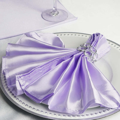 5 Pack Satin Napkins 20"x20" Lavender Lilac - Soft Reusable Cloth Napkins