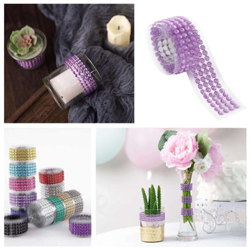 Lavender Lilac Stick-On Rhinestone Tape, DIY Self Adhesive Diamond Gemstone Stickers 3ft