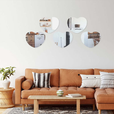 6-Pack Glass Mirror Table Centerpiece 10" Heart Hanging Wall Decor - Reflective Event Decorations