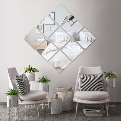 6-Pack Glass Mirror Table Centerpiece 10" Square Hanging Wall Decor - Reflective Event Decorations