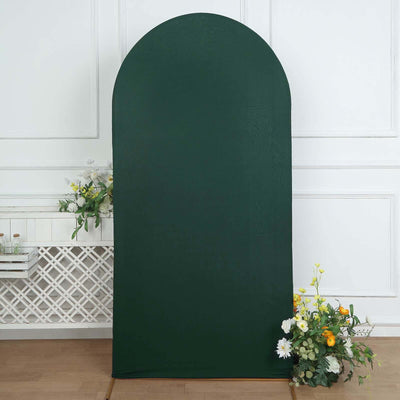 Matte Hunter Emerald Green Spandex Fitted Wedding Arch Cover For Round Top Chiara Backdrop Stand 7ft