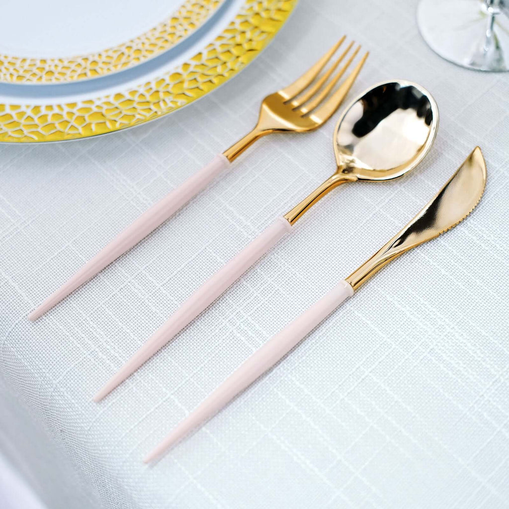 24-Pack Gold & Blush Plastic Silverware | eFavormart.com