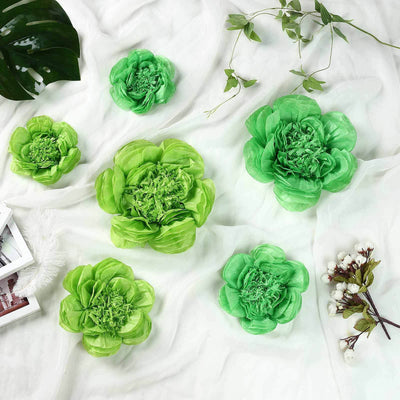Set of 6 Mint / Apple Green Peony 3D Paper Flowers Wall Decor 7",9",11"