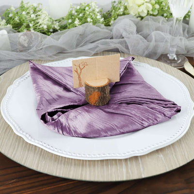 5 Pack Taffeta Napkins 20"x20" Violet Amethyst - Accordion Crinkle Cloth Napkins