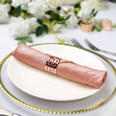 5 Pack Taffeta Napkins 20"x20" Dusty Rose - Accordion Crinkle Cloth Napkins