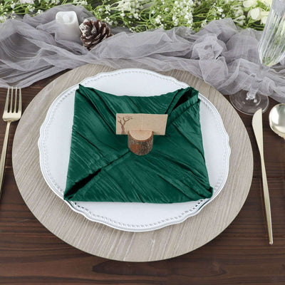 5 Pack Taffeta Napkins 20"x20" Hunter Emerald Green - Accordion Crinkle Cloth Napkins