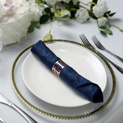 5 Pack Taffeta Napkins 20"x20" Navy Blue - Accordion Crinkle Cloth Napkins