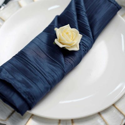 5 Pack Taffeta Napkins 20"x20" Navy Blue - Accordion Crinkle Cloth Napkins