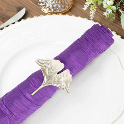 5 Pack Taffeta Napkins 20"x20" Purple - Accordion Crinkle Cloth Napkins