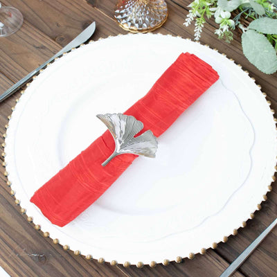 5 Pack Taffeta Napkins 20"x20" Red - Accordion Crinkle Cloth Napkins