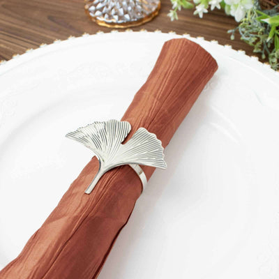 5 Pack Taffeta Napkins 20"x20" Terracotta (Rust) - Accordion Crinkle Cloth Napkins