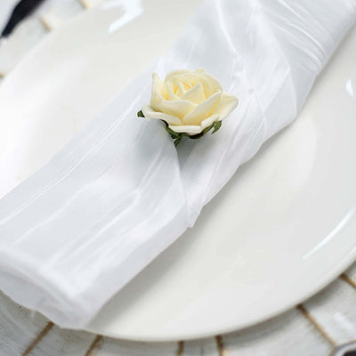 5 Pack Taffeta Napkins 20"x20" White Accordion Crinkle Style Cloth Napkins for Luxurious Events